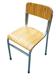 不鏽鋼通學生椅 ( 貼木紋膠板 )